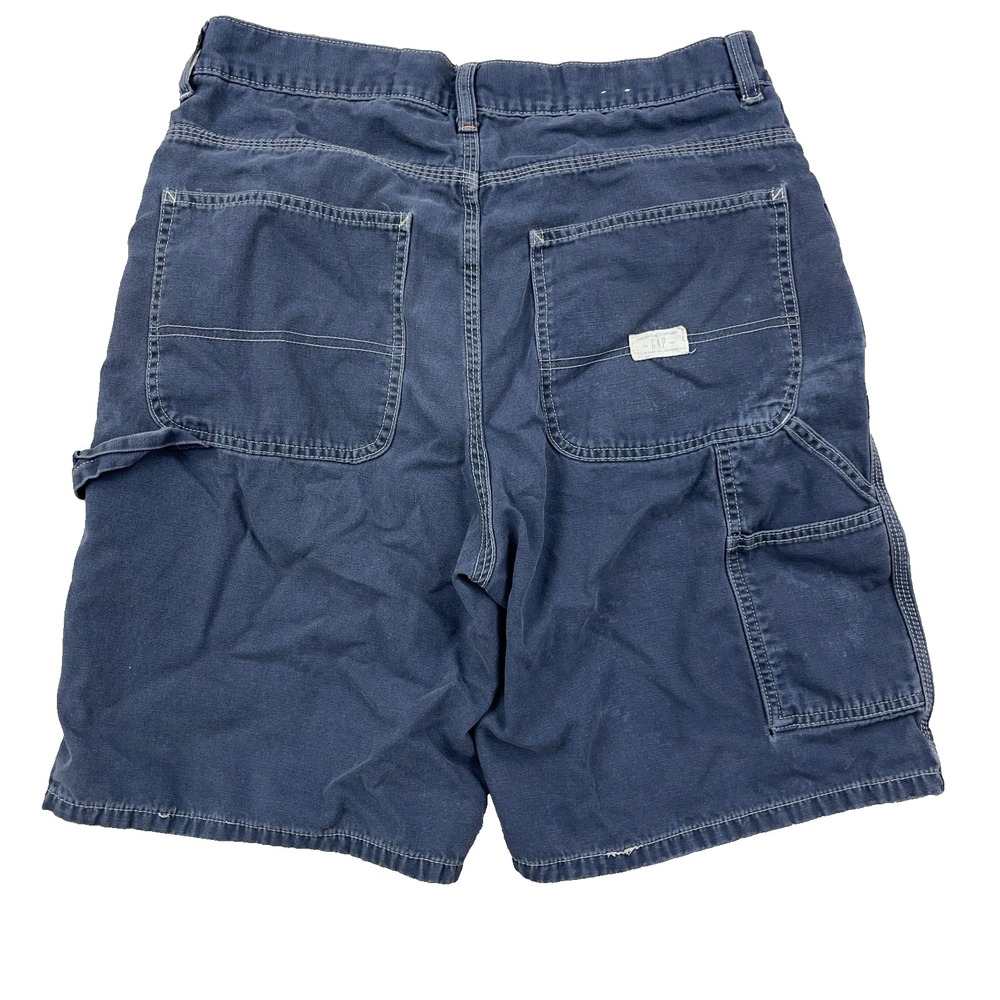 Vintage Y2K Gap Carpenter Shorts Men 30 Baggy Blue Canvas Work Wear Faded Worn